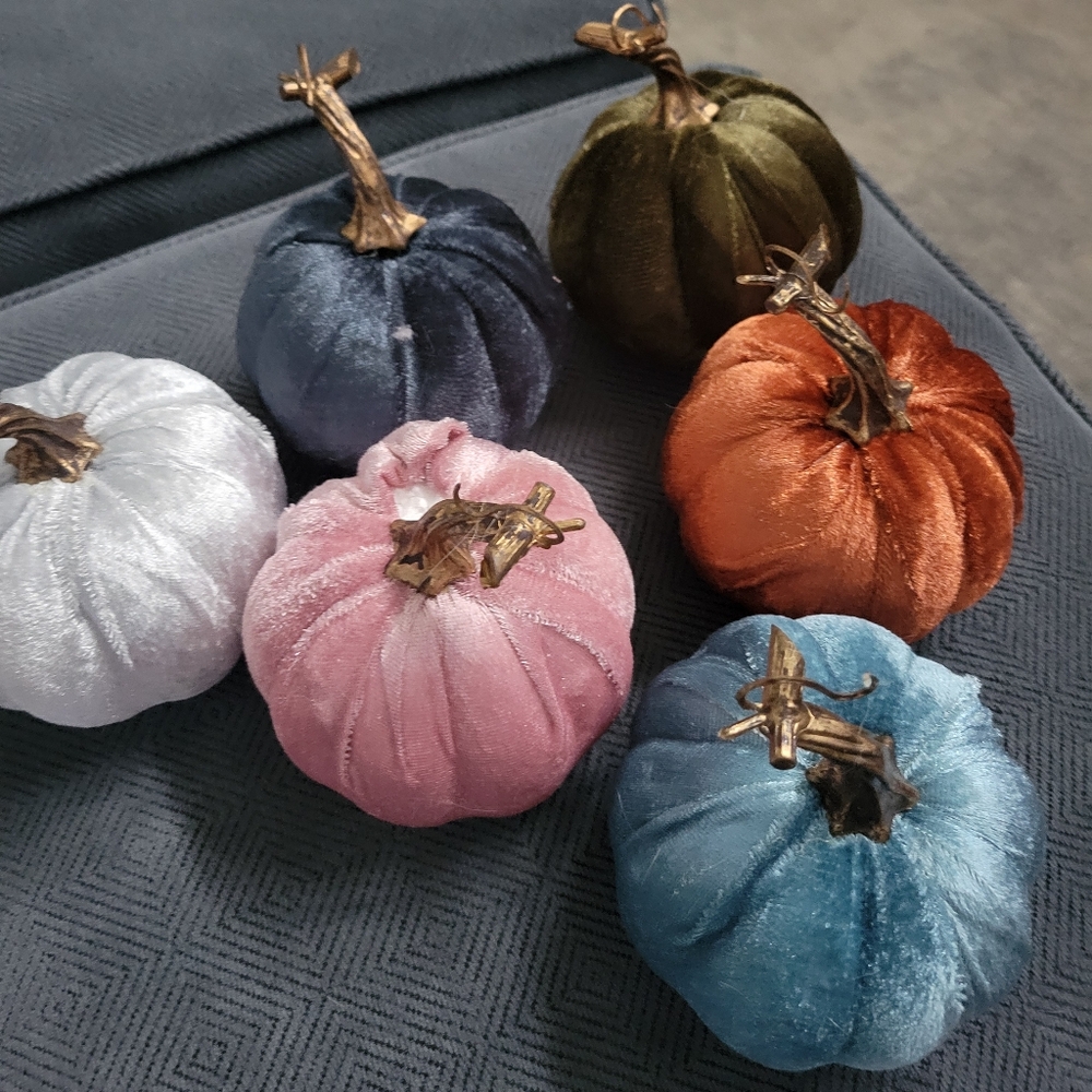 Set of 6 Dollar Tree Velvet Pumpkins